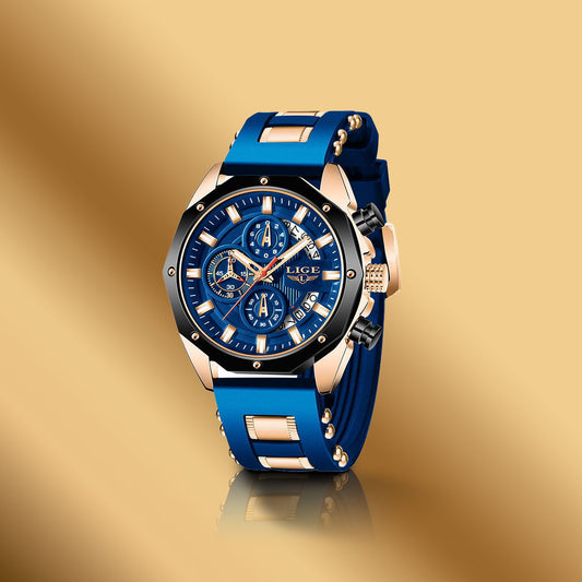 Fashion Mens Watches Top Brand Luxury Silicone Sport Watch Men Quartz Date Clock Waterproof Wristwatch Chronograph